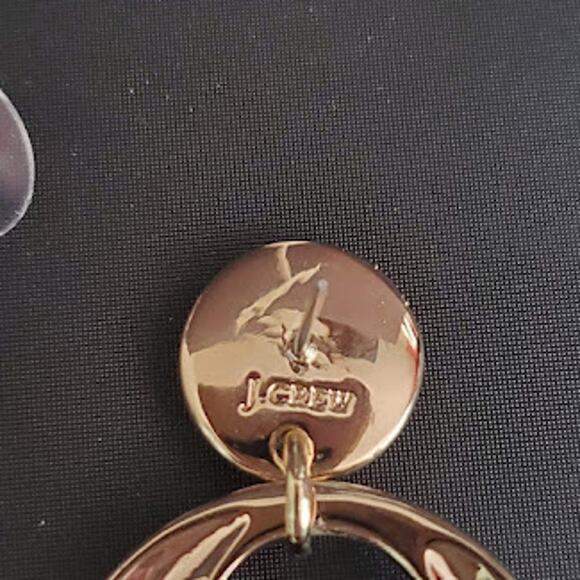 J. Crew Doorknocker Earrings Gold Tone Dangle Drop Pierced New with Tags - Picture 2 of 6